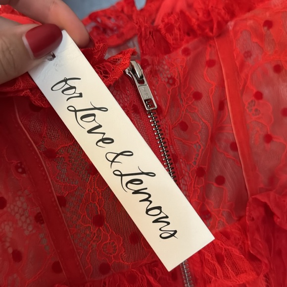 For Love and Lemons ๐๐๐ Jules Mini Dress in Red corset layered dress - Picture 9 of 9